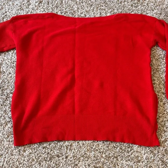 Vibrant Red Women's Sweater with Button Accents - Picture 12 of 12